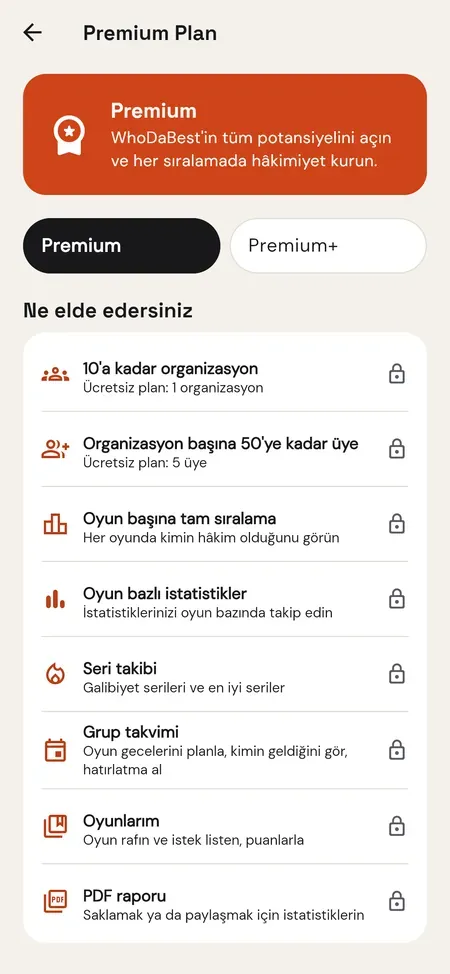 Premium ekranı — ücretsiz plan
