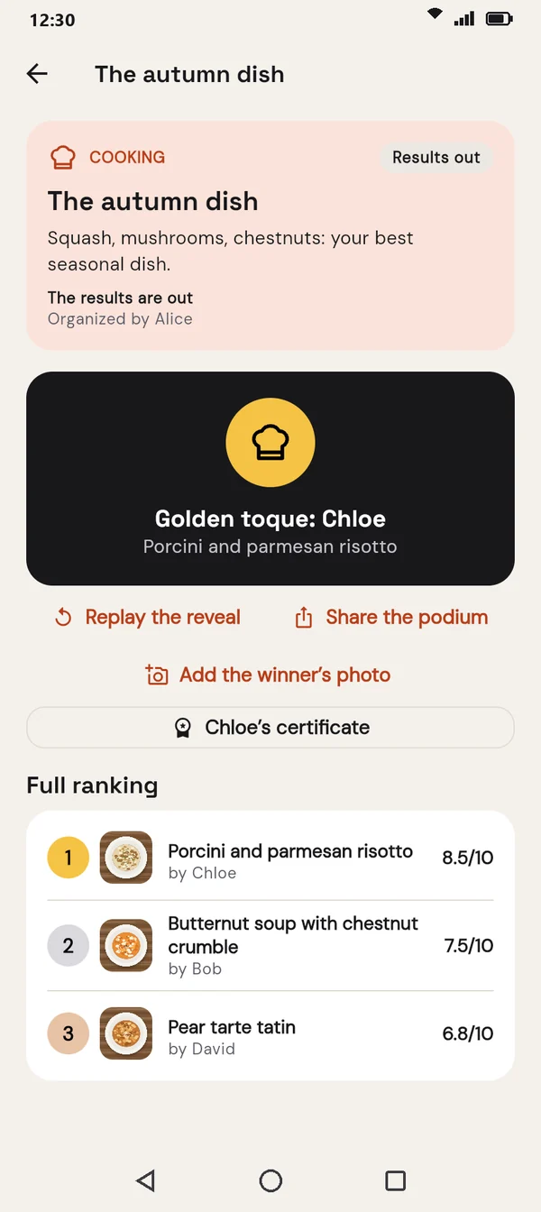 The podium of a cooking contest: the Golden toque