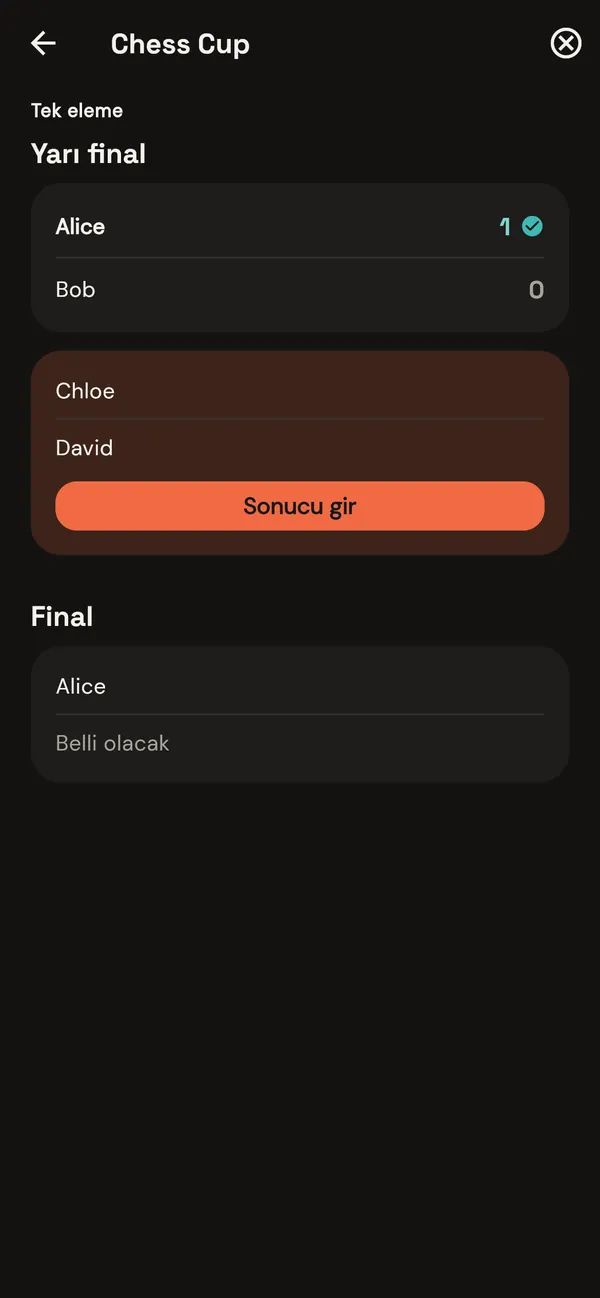 Devam eden bir eleme turnuvası