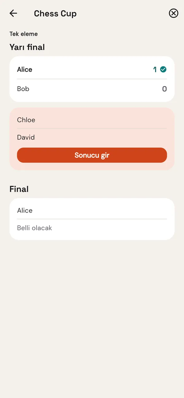 Devam eden bir eleme turnuvası